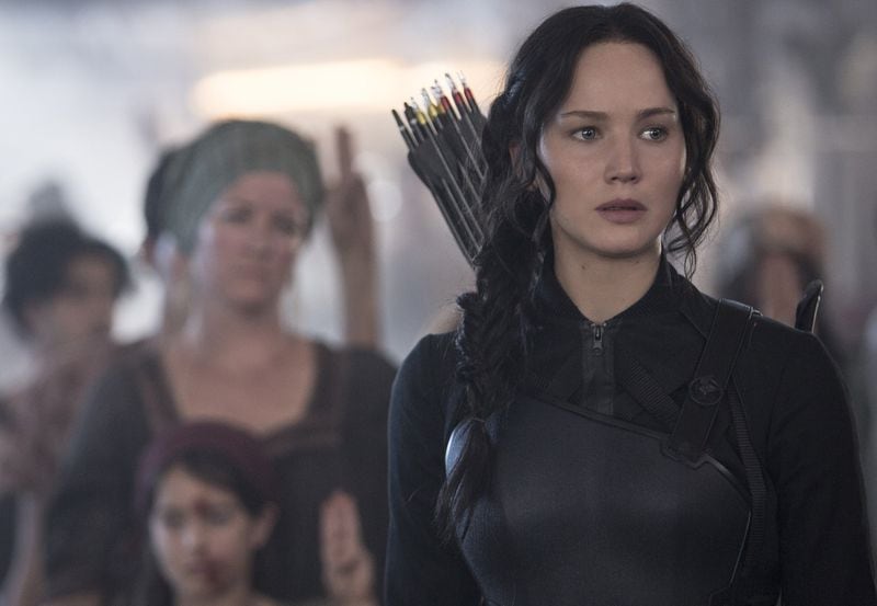 Jennifer Lawrence stars as Katniss Everdeen in “The Hunger Games: Mockingjay, Part 1,” much of which was shot in and around Atlanta. (Courtesy of Lionsgate)