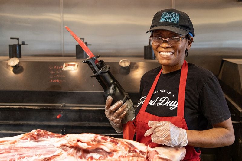"Each place I’ve been," pitmaster Angie Harris said, "I learned a little something more, so it’s been about learning a lot of techniques that go into what I know today.” Courtesy of Angie Mosier