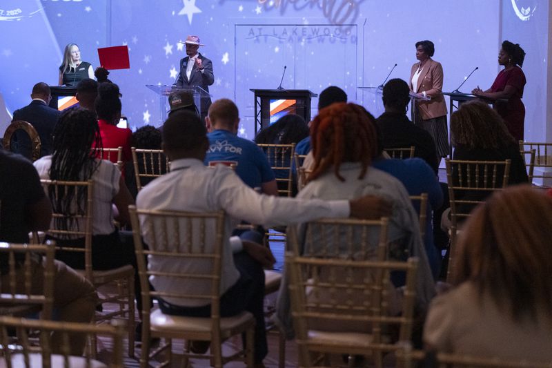 Candidate for at-large District 7 seat Alfred "Shivy" Brooks (second from left) called out the current Atlanta school board at a debate Wednesday for having a "courage deficit" regarding their public votes. (Ben Gray / Ben@BenGray.com)