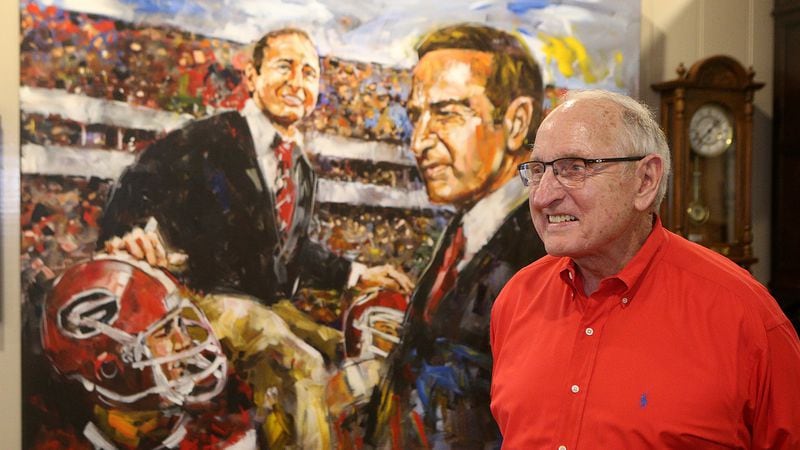 Vince Dooley, coach of the UGA national champs, welcomes visitors in the living room of his home Thursday, Dec. 21, 2017, in Athens.