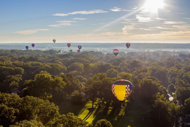 Colorful hot air balloons soar above the historic Mississippi River city of Natchez during the Natchez Balloon Festival each October.
(Courtesy of Visit Natchez)