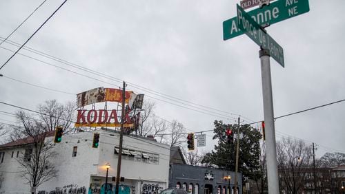 The Kodak building and the Atlanta Eagle are located in the 300 block of Ponce de Leon Avenue.