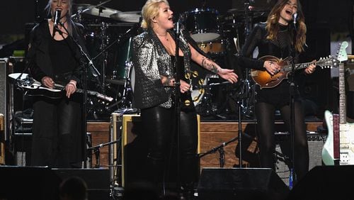 Elle King (C) and Rebecca Lovell (L) and Megan Lovell of Larkin Poe perform onstage during MusiCares Person of the Year honoring Tom Petty at the Los Angeles Convention Center on Feb. 10, 2017 in L.A. (Photo by Kevork Djansezian/Getty Images)