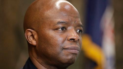 Interim Atlanta Police Chief Rodney Bryant speaks to the Associated Press on Thursday, June 18, 2020, in Atlanta. On Saturday, June 13, Former Atlanta Police Chief Erika Shields resigned after an officer fatally shot Rayshard Brooks after a struggle in a Wendy's restaurant parking lot.