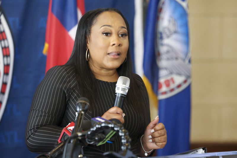 Fulton County District Attorney Fani Willis speaks during a Court Watch event at Atlanta City Hall, Tuesday, May 2, 2023, in Atlanta. (Jason Getz / Jason.Getz@ajc.com)