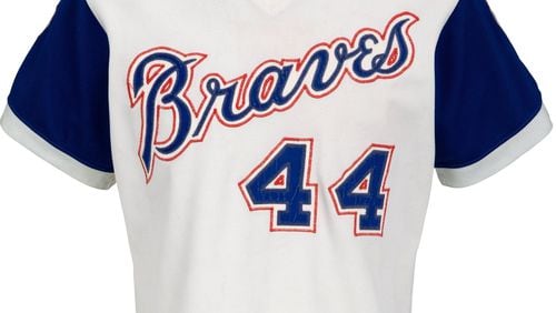 The jersey worn by Hank Aaron during a home run contest in Japan on Nov. 1, 1974 will be auctioned off on Aug. 23-25.