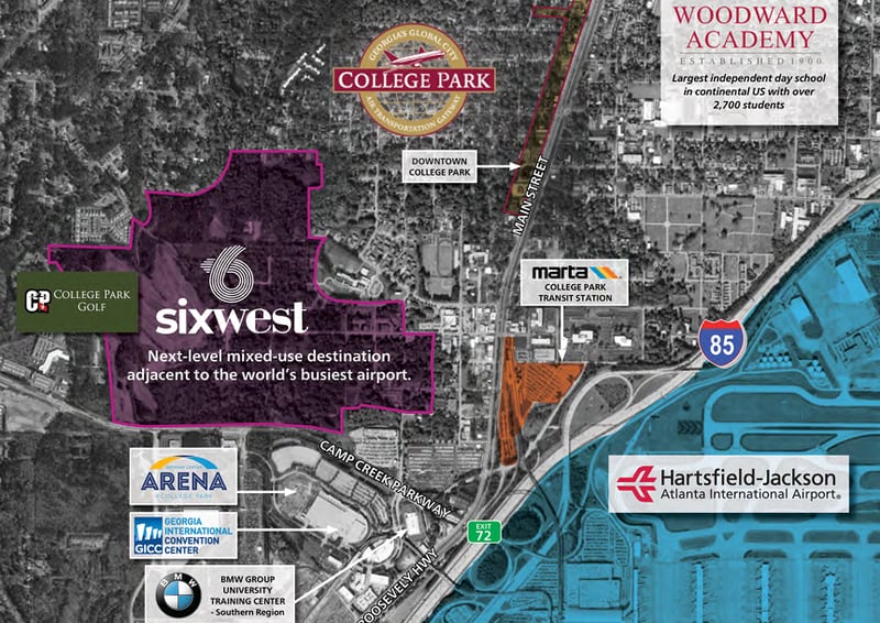 This is a site map of the planned Six West mixed-use project in College Park.