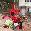 A memorial is set up for University of Georgia football player Devin Willock and UGA football team staff member Chandler LeCroy at the site where their vehicle crashed on Barnett Shoals Rd, Saturday, Jan. 21, 2023, in Athens, Ga.. Willock and LeCroy died from their injures caused from the Sunday morning accident, Jan. 15, 2023. Two other passengers were injured. Jason Getz / Jason.Getz@ajc.com)
