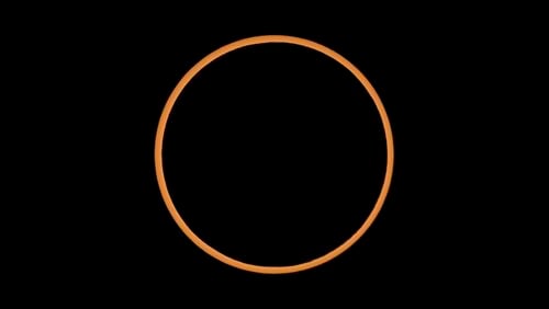 FILE - The full annular solar eclipse is seen from Valley of the Gods outside Bears Ears National Monument in Utah, on Saturday, Oct. 14, 2023. An annular solar eclipse – known as a “ring of fire” – will be visible Wednesday, Wednesday, Oct. 2, 2024, over Easter Island and southern slices of Chile and Argentina. (Carlos Avila Gonzalez/San Francisco Chronicle via AP, File)