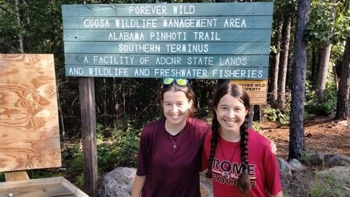 Sisters Emily and Leah Bartleson took on a daunting but rewarding challenge recently when Emily hiked more than 200 miles alone along the Pinhoti Trail while Leah joined her for the last 100 miles. (Photo provided)