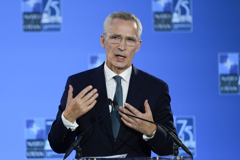 NATO Secretary General Jens Stoltenberg speaks during a news conference at the NATO summit in Washington, Wednesday, July 10, 2024. (AP Photo/Matt Rourke).