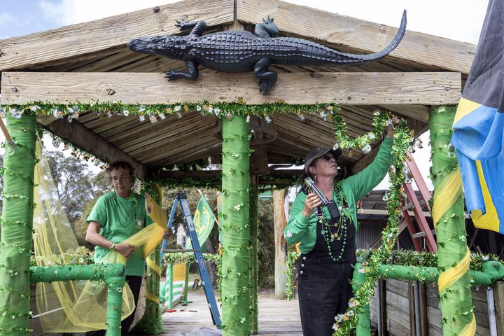 Crab Shack builds a float for the Savannah Patrick's Day Parade.