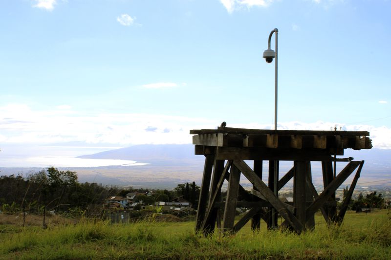 A fire-detection camera overlooks a neighborhood on Thursday, July 18, 2024, in Kula, Hawaii. (AP Photo/Jennifer Sinco Kelleher)