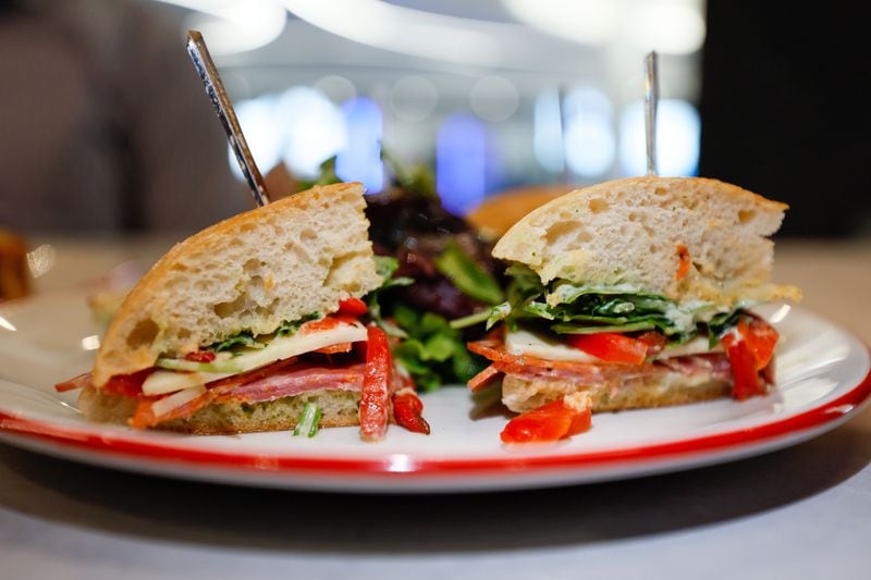 An Italian sandwich is one of the food items specially created by Southern National chef Duane Nutter for Vino Volo on Concourse T at Hartsfield-Jackson International Airport.
(Miguel Martinez / AJC)