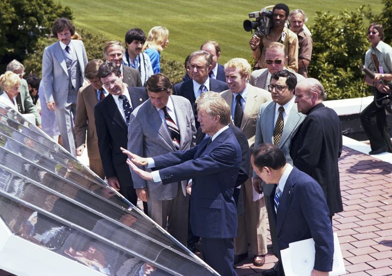 Jimmy Carter's dedication to fostering the growth of clean energy was demonstrated in his decision to install solar panels on the roof of the White House. Courtesy of the Pattiz brothers