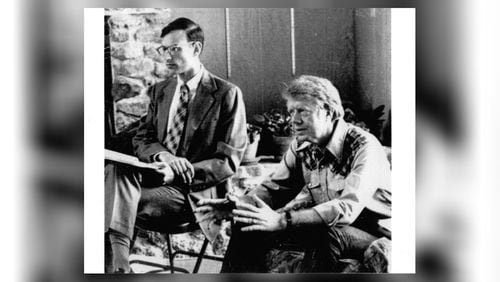 Stuart Eizenstat and Jimmy Carter at the Carter home in Plains, Georgia in 1976.