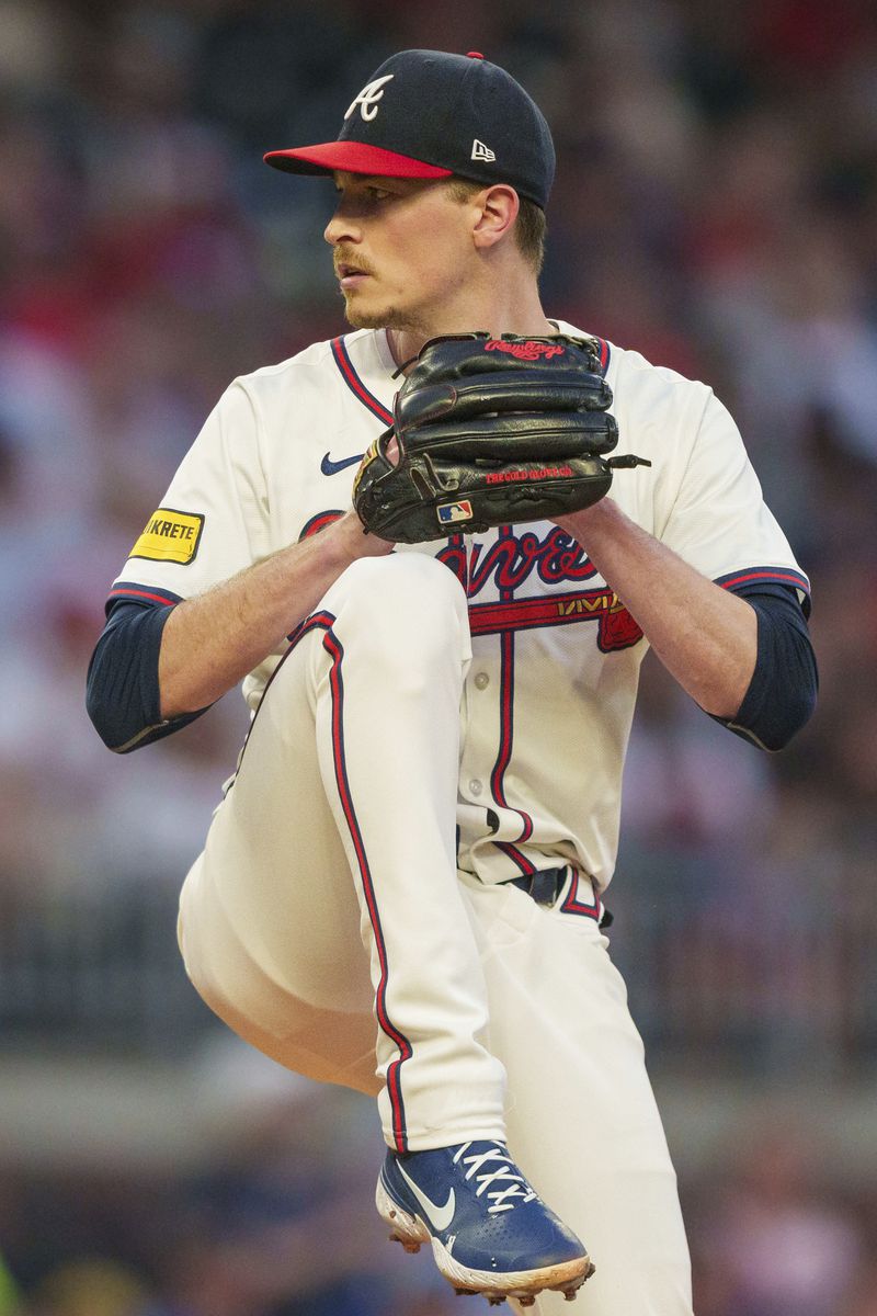 Atlanta Braves pitcher Max Fried throws in the fourth inning of a baseball game against the Philadelphia Phillies, Wednesday, Aug. 21, 2024, in Atlanta. (AP Photo/Jason Allen)