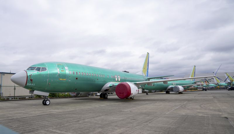 Boeing 737 MAX airliners are pictured at the company's factory on Thursday, Sept. 12, 2024, in Renton, Wash. (AP Photo/Stephen Brashear)