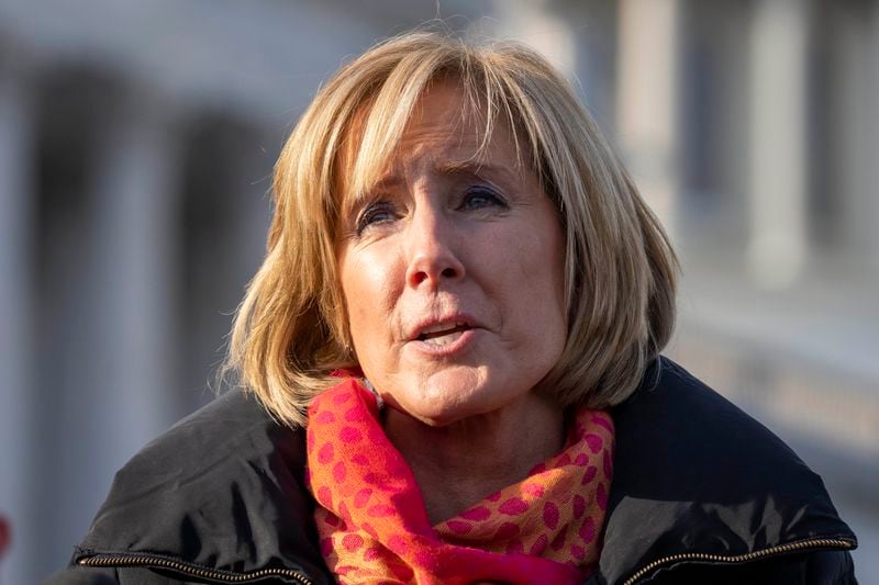 FILE — Rep. Claudia Tenney, R-N.Y., calls for impeaching Homeland Security Secretary Alejandro Mayorkas during a news conference on Capitol Hill, Feb. 1, 2023, in Washington. Tenney is the incumbent Republican candidate in New York's District 24. (AP Photo/Alex Brandon, File)