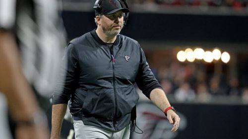 Atlanta Falcons head coach Arthur Smith reacts during the first quarter of their game against the New Orleans at Mercedes-Benz Stadium, Sunday, January 9, 2022, in Atlanta. JASON GETZ FOR THE ATLANTA JOURNAL-CONSTITUTION