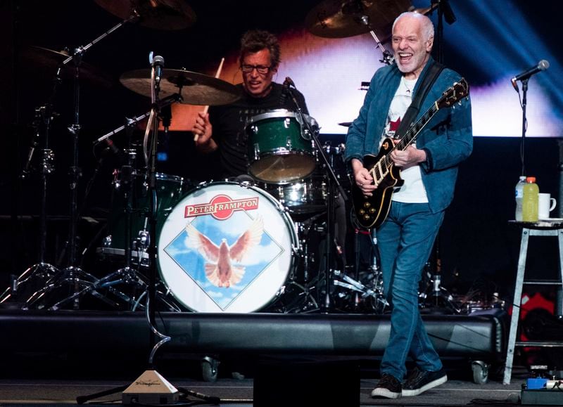 FILE - Peter Frampton performs at Ameris Bank Amphitheatre in Alpharetta, Ga., on Aug. 11, 2019. (Photo by Paul R. Giunta/Invision/AP, File)