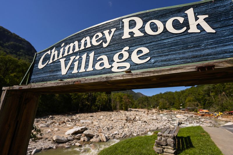 Debris is seen in the aftermath of Hurricane Helene, Wednesday, Oct. 2, 2024, in Chimney Rock Village, N.C. (AP Photo/Mike Stewart)