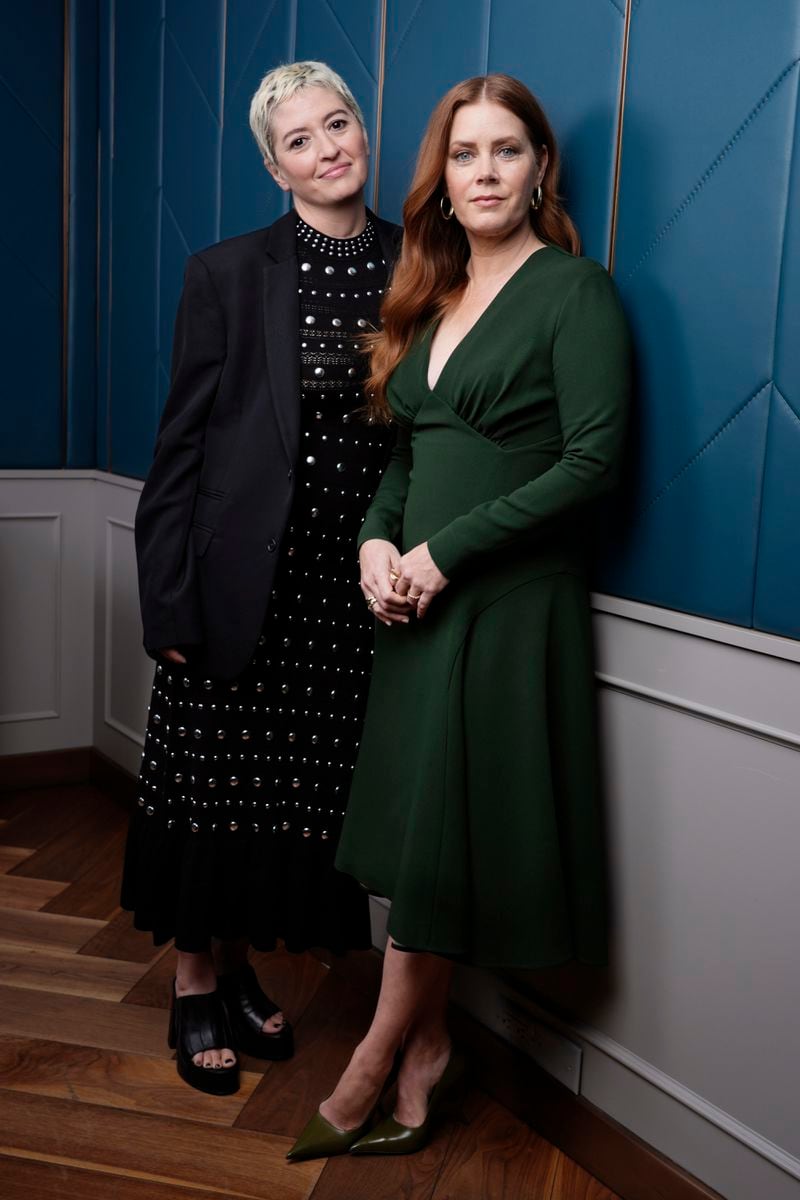 Marielle Heller, left, the writer/director of "Nightbitch," and the film's star Amy Adams pose for a portrait during the Toronto International Film Festival, Sunday, Sept. 8, 2024, in Toronto. (AP Photo/Chris Pizzello)