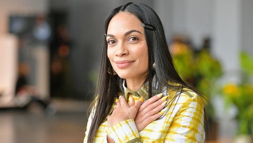 NEW YORK, NY - FEBRUARY 11:  Designer Rosario Dawson prepares for the Studio 189 presentation in Gallery II of Spring Studios during New York Fashion Week: The Shows at Spring Studios on February 11, 2019 in New York City.  (Photo by Roy Rochlin/Getty Images)