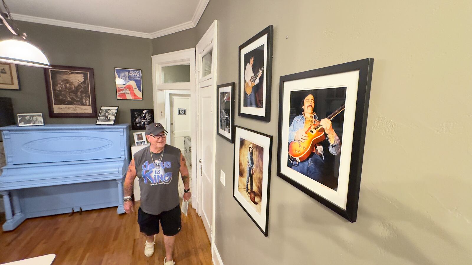 John Fluevog, of Athens, in the "kitchen" at the Big House Museum in Macon on Thursday, April 18, 2024, where in the early 1970s Allman Brothers Band member Dickey Betts is said to have written the hit song "Ramblin' Man."