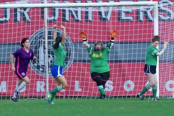 GOOOOOOOAALLL! (Actually she's probably trying to prevent a goal.) Photo: Atlanta Filming