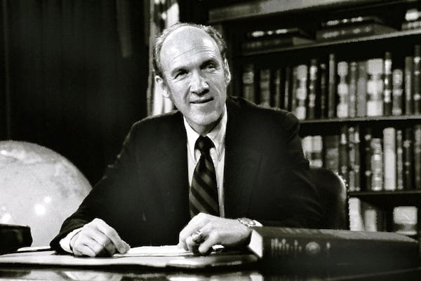 FILE - A Jan. 8, 1979 photo of Sen. Alan K. Simpson, R-Wyo. Simpson has died at age 93. (AP Photo, File)