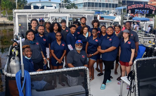 The Diving With Purpose archaeological diving team in July 2021, seen in Key Largo before heading to do underwater archaeological work on a wreck in Biscayne National Park. (Chris G Searles / Used with permission)