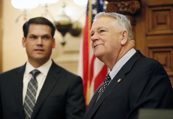 Lt. Gov. Geoff Duncan, left, and House Speaker David Ralston are two key figures in whether the General Assembly passes a hate-crimes bill this year. Ralston has called on the state Senate to pass House Bill 426 as is. If the bill is amended in the Senate, it would have to go back for a final vote in the House, where it won by a slim margin in 2019 and could meet failure in another vote. Duncan, the head of the Senate, has said he thinks the bill needs changes. Bob Andres / bandres@ajc.com