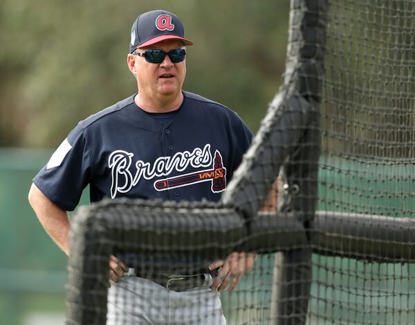 Feb 17, 2018 Lake Buena Vista: Braves pitching coach Kevin Seitzer on Saturday, Feb 17, 2018, at the ESPN Wide World of Sports Complex in Lake Buena Vista.     Curtis Compton/ccompton@ajc.com