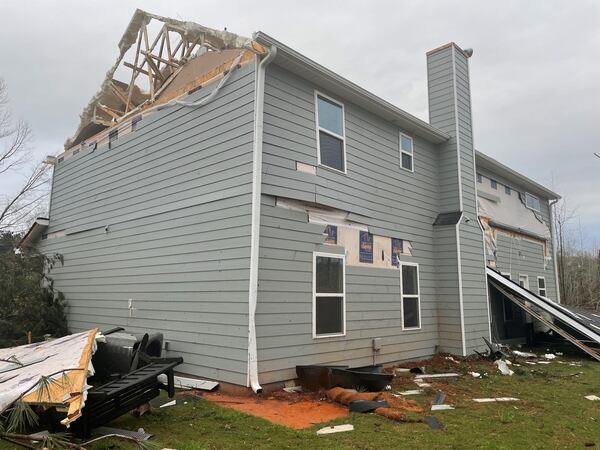 Newnan firefighter Jason Scott was on duty when the tornado ripped off the roof of his family's home. His wife, Becca, and daughter, Harley, were able to shelter in the downstairs bathroom. The house is a total loss, according to a GoFundMe page created on their behalf.