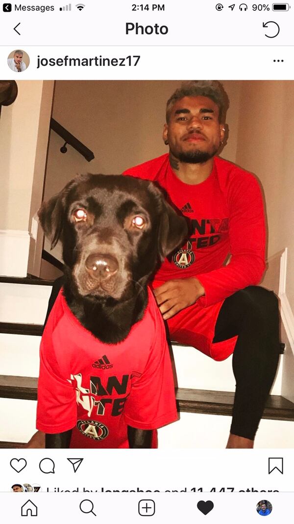 Josef Martinez posted this photo of himself and Hachiko, one of his two dogs.