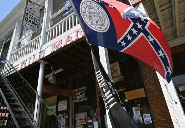 June 16, 2022 Kennesaw - Exterior of Wildman's Civil War Surplus in Kennesaw  on Thursday, June 16, 2022. Councilman James “Doc” Eaton resigned from Kennesaw City Council Tuesday over the reopening of Wildman’s Civil War shop. (Hyosub Shin / Hyosub.Shin@ajc.com)