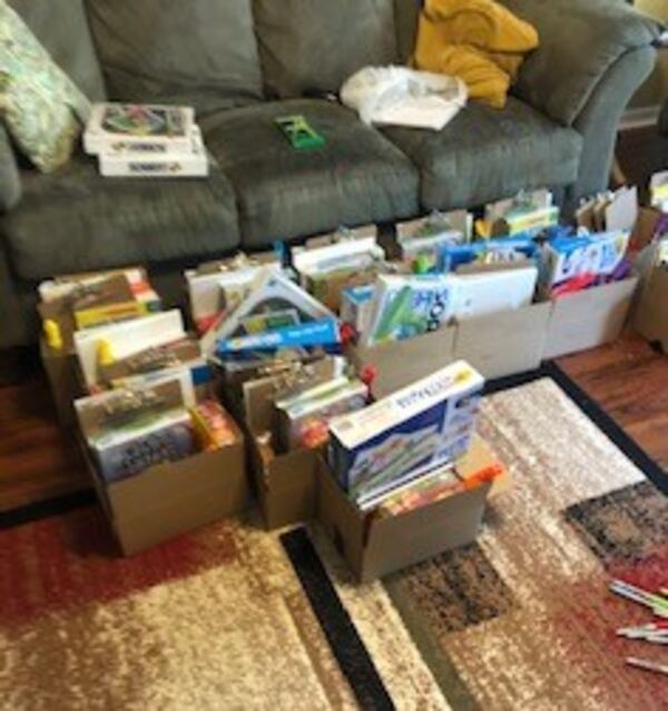 Christina Miller put together packages of books, games and other resources for her students at Harper-Archer Elementary School in Atlanta. Miller is  one of 133 teachers in metro Atlanta who received money from Google to purchase supplies to help students during the coronavirus school building closures. Submitted photo.