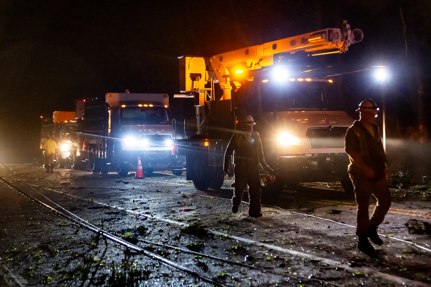 After a night of turbulent storms, cleanup efforts were underway Wednesday, April 3, 2024, in Rockdale County, where at least one tornado was reported to have touched down. (John Spink / John.Spink@ajc.com)