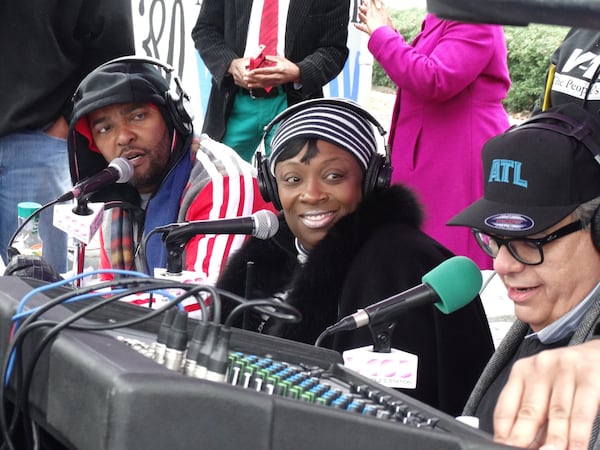 Ryan Cameron, Wanda Smith and Jim Basile at the 11 Alive Can-A-Thon in 2014. CREDIT: Rodney Ho/rho@ajc.com