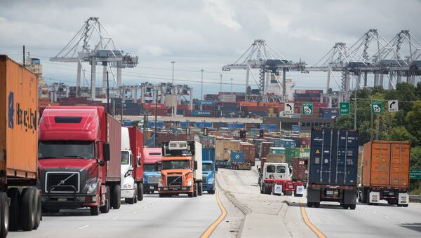 Hundreds of trucks carry containers out of the Savannah Port each day. Truck traffic in Georgia is expected to grow Truck traffic is also expected to grow once the Savannah Port is deepened and more container ships dispatch their cargo to metro Atlanta and beyond. JOHN CARRINGTON / CONTRIBUTED