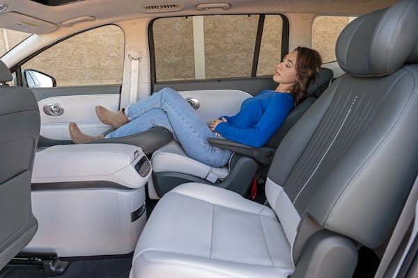 The IONIQ 9's interior gives off a lounge-like atmosphere. The front two rows feature seats that can fully recline and swivel to face each other when not in motion. (Courtesy of Hyundai Motor Group)