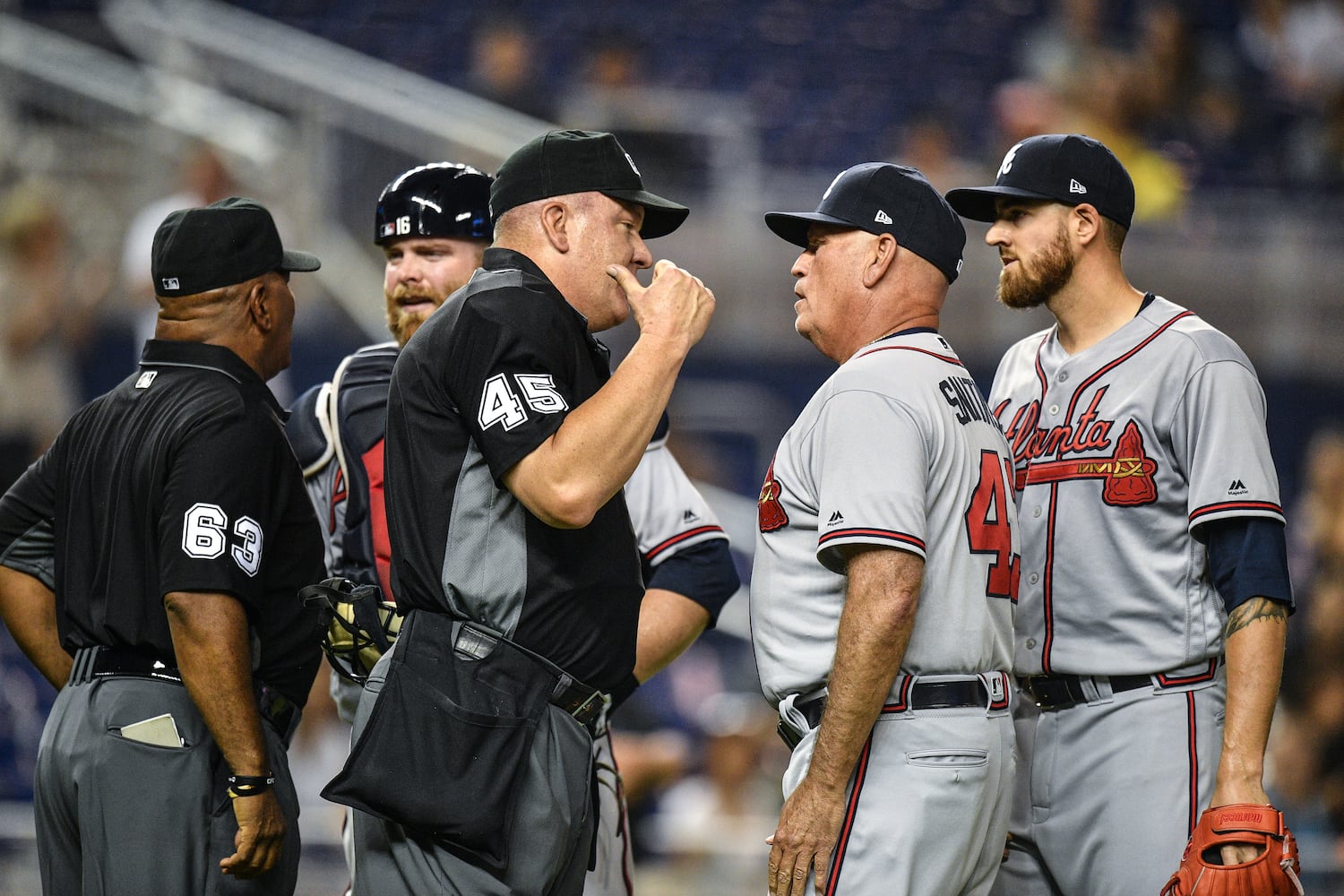 Photos: Did Braves’ Gausman throw at Marlins’ Urena?