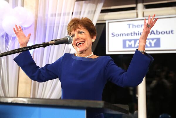 December 5, 2017 Atlanta: Mary Norwood makes a statement as she arrives for her election night party at the Park Tavern in the Atlanta mayoral runoff on Tuesday, December 5, 2017, in Atlanta.  Curtis Compton/ccompton@ajc.com