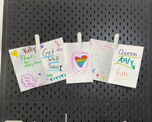 Kelly Youssef, a server at LaPetite Maison, says artwork from children and other expressions of love and caring kept her going through two cancer battles. Gratitude fills her heart. Courtesy of Kelly Youssef