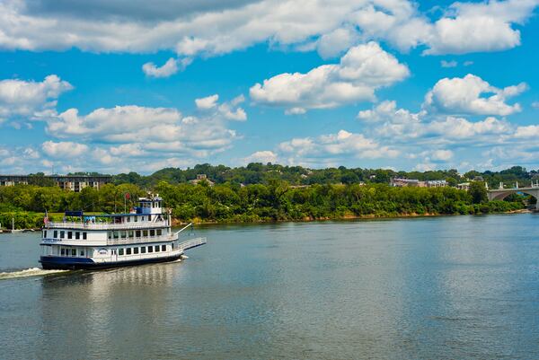 CHATTANOOGA, TN - AUGUST 23, 2017: The Southern Belle, an old-time riverboat, is popular for sightseeing excursions up and down the Tennessee River.