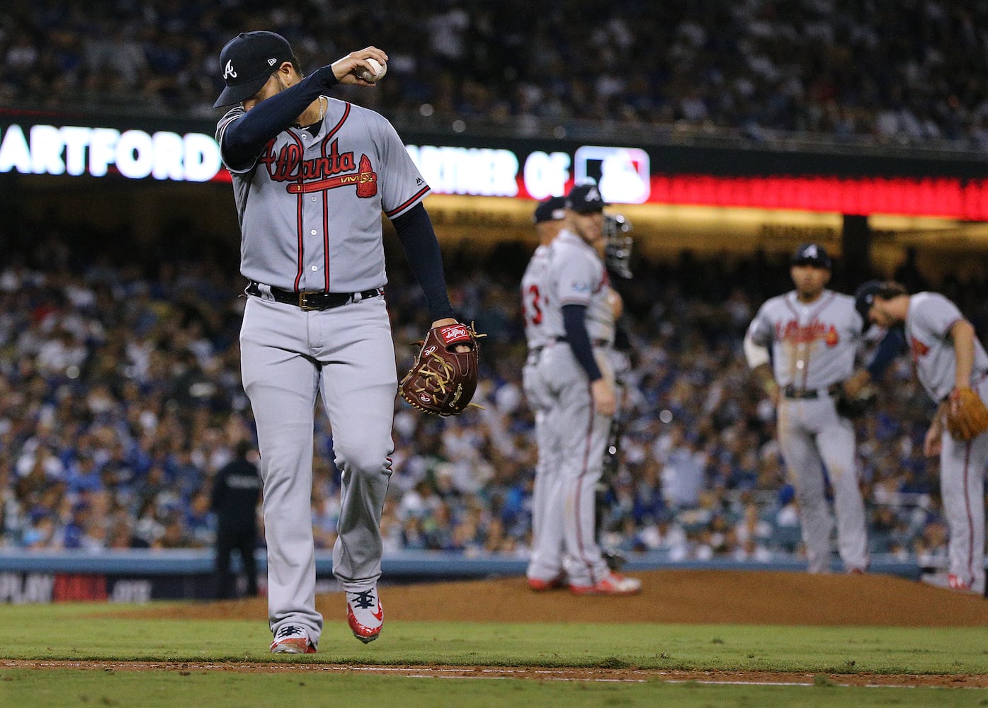 Photos: Braves shut out again, trail Dodgers 2-0 in playoffs