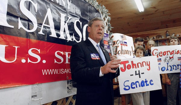 Johnny Isakson kicks off his campaign for Senate in 2003. (Kimberly Smith/staff)