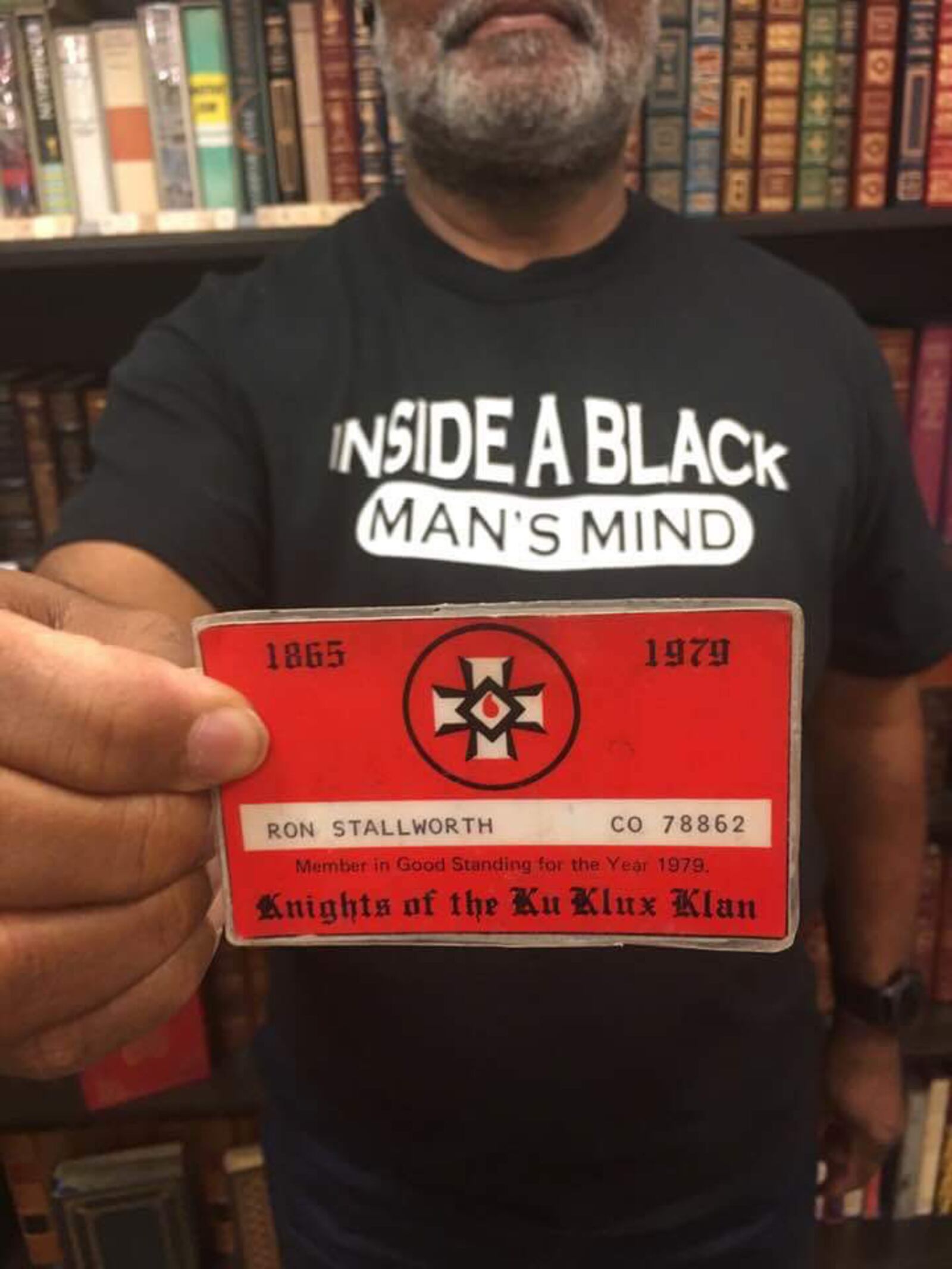 Ron Stallworth holds his Ku Klux Klan membership card. In 1979, Stallworth was a Colorado Springs police detective who infiltrated the organization.  “It has been an unbelievable ride. My wife and I have enjoyed every minute of it,” Stallworth said. “I never dreamed any of this. I just wrote a story about my experience.”  