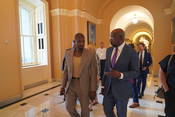 Usher made the rounds on Capitol Hill on Wednesday with U.S. Sen. Raphael Warnock, D-Ga.